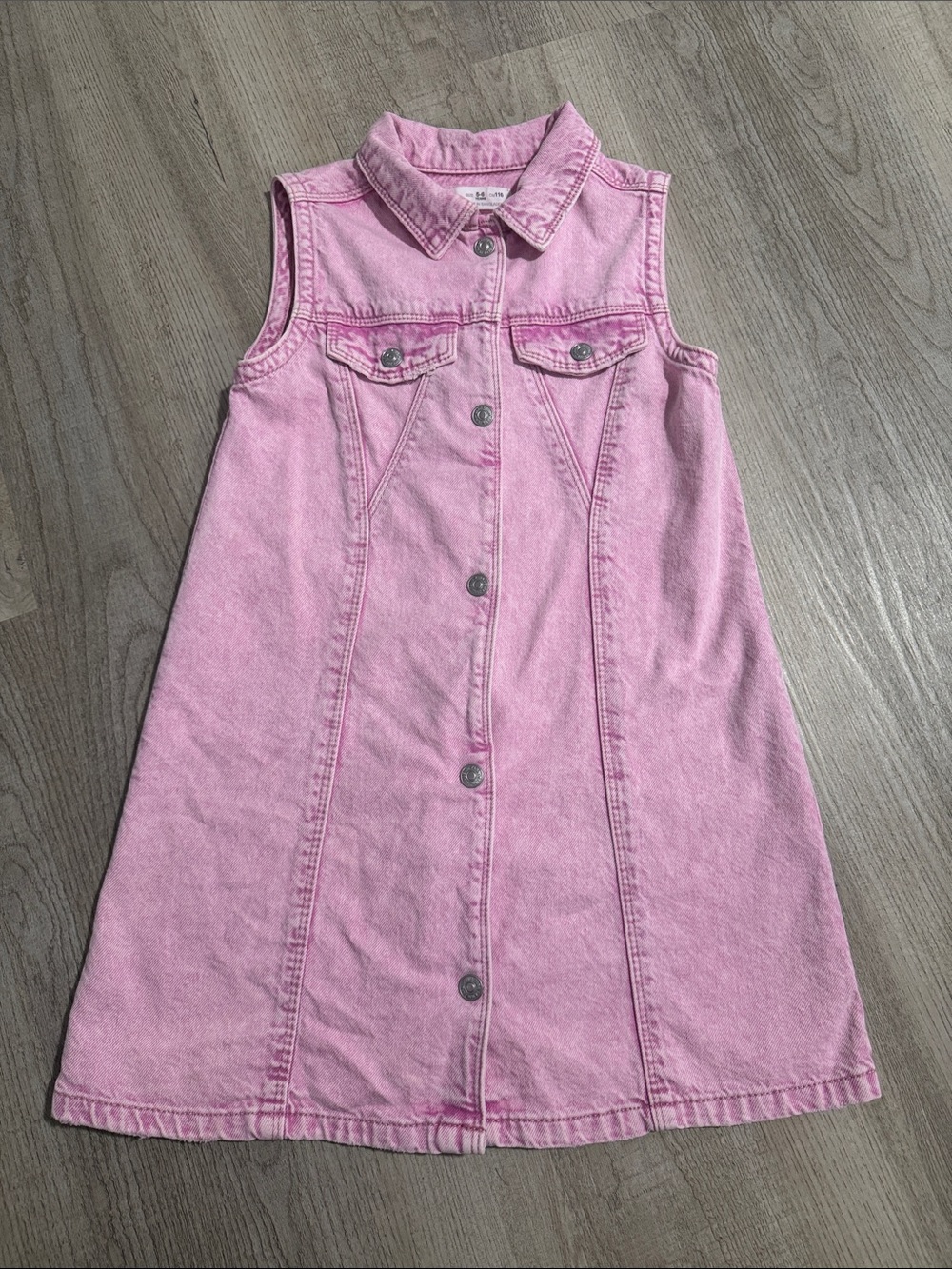 Zara Pink Sleeveless Denim Button-Front Dress